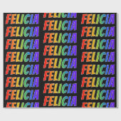 Rainbow First Name "FELICIA" (FELICIA); Fun en kle Cadeaupapier (Vlak)