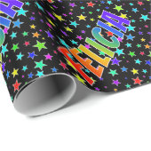Rainbow First Name "FELICIA" + sterren Cadeaupapier (Rol Hoek)