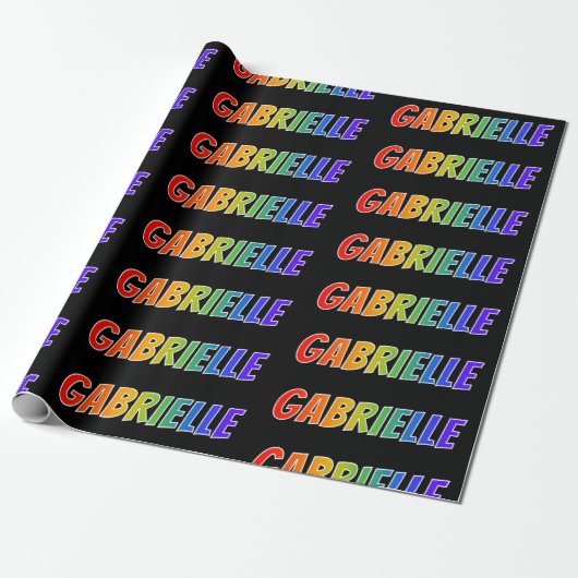 Rainbow First Name "GABRIELLE"; vun en kleurrijk Cadeaupapier (Uitgerold)