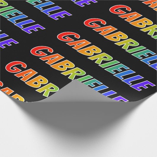 Rainbow First Name "GABRIELLE"; vun en kleurrijk Cadeaupapier (Hoek)