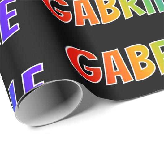 Rainbow First Name "GABRIELLE"; vun en kleurrijk Cadeaupapier (Rol Hoek)