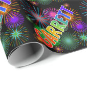 Rainbow First Name "GARRETT" + Fireworks Cadeaupapier (Rol Hoek)