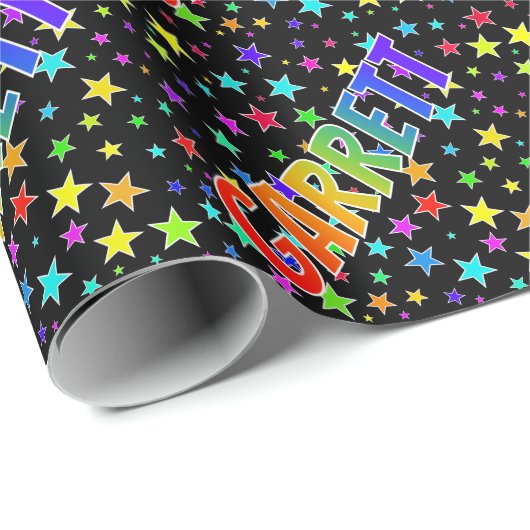 Rainbow First Name "GARRETT" + sterren Cadeaupapier (Rol Hoek)