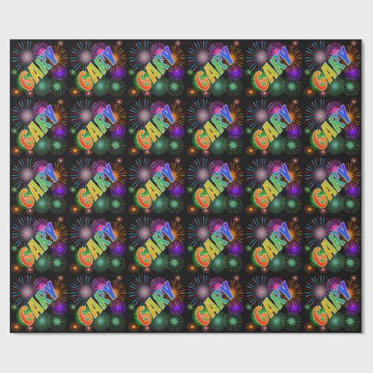 Rainbow First Name "GARY" + Fireworks Cadeaupapier (Vlak)