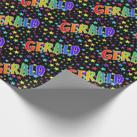 Rainbow First Name "GERALD" + sterren Cadeaupapier (Hoek)