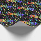 Rainbow First Name "GREGORY" + sterren Cadeaupapier (Hoek)