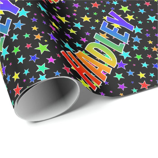 Rainbow First Name "HADLEY" + sterren Cadeaupapier (Rol Hoek)