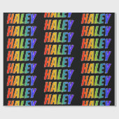 Rainbow First Name "HALEY" (HALEY); Fun & kleurrij Cadeaupapier (Vlak)