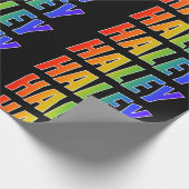 Rainbow First Name "HALEY" (HALEY); Fun & kleurrij Cadeaupapier (Hoek)