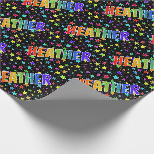 Rainbow First Name "HEATHER" + sterren Cadeaupapier