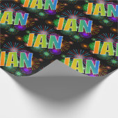 Rainbow First Name "IAN" + Fireworks Cadeaupapier (Hoek)