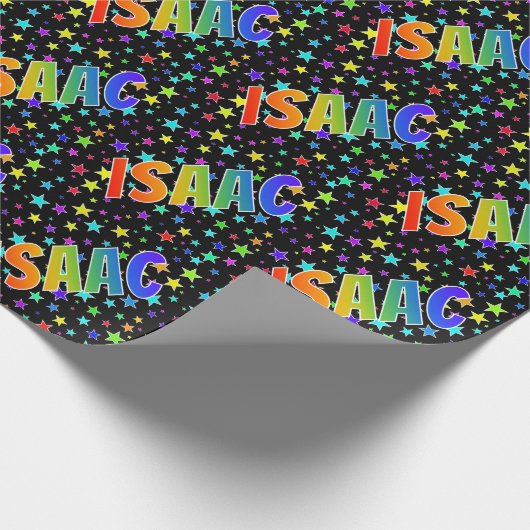 Rainbow First Name "ISAAC" + sterren Cadeaupapier (Hoek)