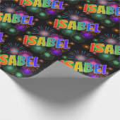 Rainbow First Name "ISABEL" + Fireworks Cadeaupapier (Hoek)
