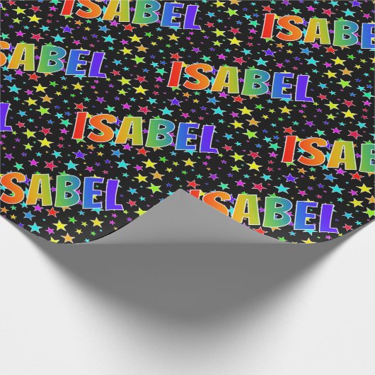 Rainbow First Name "ISABEL" + sterren Cadeaupapier (Hoek)
