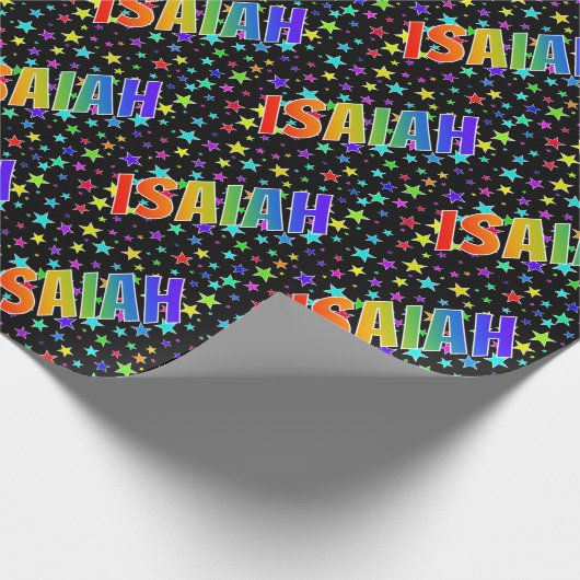 Rainbow First Name "ISAIAH" + sterren Cadeaupapier (Hoek)