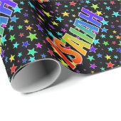Rainbow First Name "ISAIAH" + sterren Cadeaupapier (Rol Hoek)