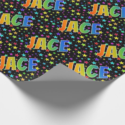 Rainbow First Name "JACE" + sterren Cadeaupapier (Hoek)
