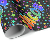 Rainbow First Name "JACOB" + sterren Cadeaupapier (Rol Hoek)