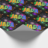Rainbow First Name "JADA" + Fireworks Cadeaupapier (Hoek)