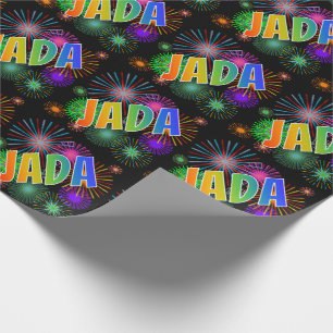 Rainbow First Name "JADA" + Fireworks Cadeaupapier