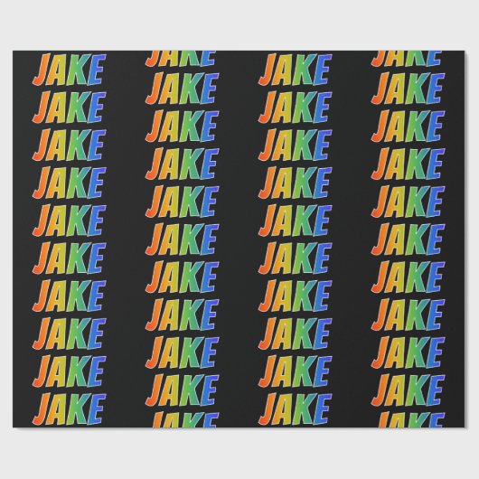 Rainbow First Name "JAKE"; Fun & Colorful Cadeaupapier (Vlak)