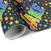 Rainbow First Name "JAKE" + sterren Cadeaupapier (Rol Hoek)