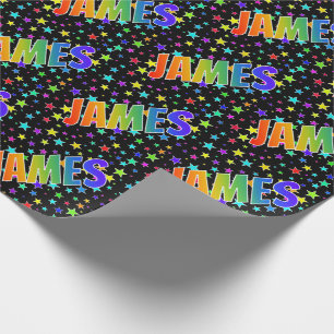 Rainbow First Name "JAMES" + sterren Cadeaupapier