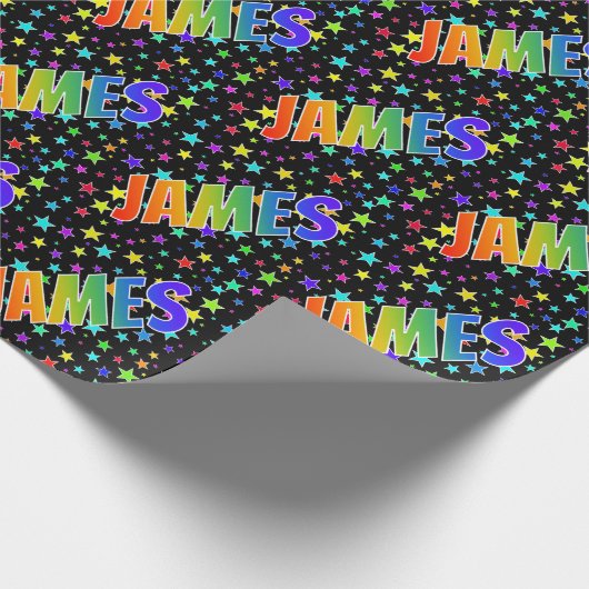 Rainbow First Name "JAMES" + sterren Cadeaupapier (Hoek)