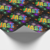 Rainbow First Name "JASE" + Fireworks Cadeaupapier (Hoek)