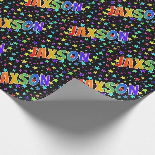 Rainbow First Name "JAXSON" + sterren Cadeaupapier (Hoek)