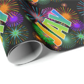 Rainbow First Name "JAY" + Fireworks Cadeaupapier (Rol Hoek)