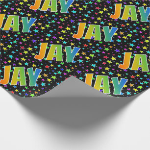 Rainbow First Name "JAY" + sterren Cadeaupapier