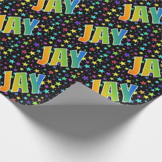 Rainbow First Name "JAY" + sterren Cadeaupapier (Hoek)