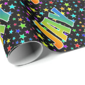 Rainbow First Name "JAY" + sterren Cadeaupapier (Rol Hoek)