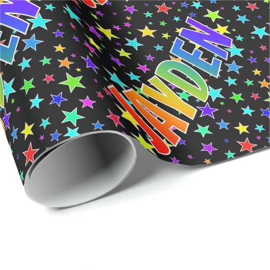 Rainbow First Name "JAYDEN" + sterren Cadeaupapier (Rol Hoek)