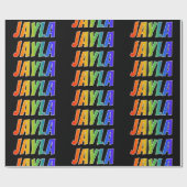 Rainbow First Name "JAYLA"; vun & kleurrijk Cadeaupapier (Vlak)