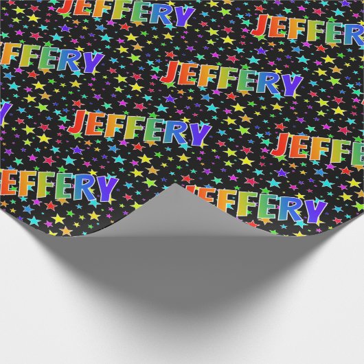 Rainbow First Name "JEFFERY" + sterren Cadeaupapier (Hoek)