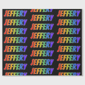 Rainbow First Name "JEFFERY"; vun & kleurrijk Cadeaupapier (Vlak)