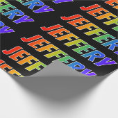Rainbow First Name "JEFFERY"; vun & kleurrijk Cadeaupapier (Hoek)