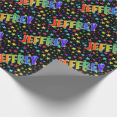 Rainbow First Name "JEFFREY" + sterren Cadeaupapier (Hoek)