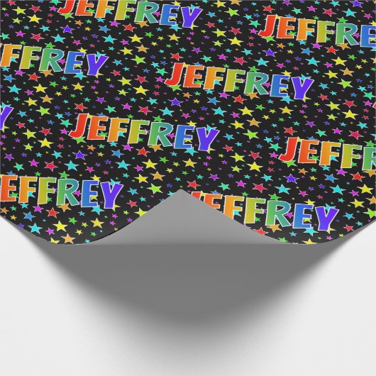 Rainbow First Name "JEFFREY" + sterren Cadeaupapier (Hoek)