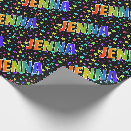 Rainbow First Name "JENNA" + sterren Cadeaupapier (Hoek)