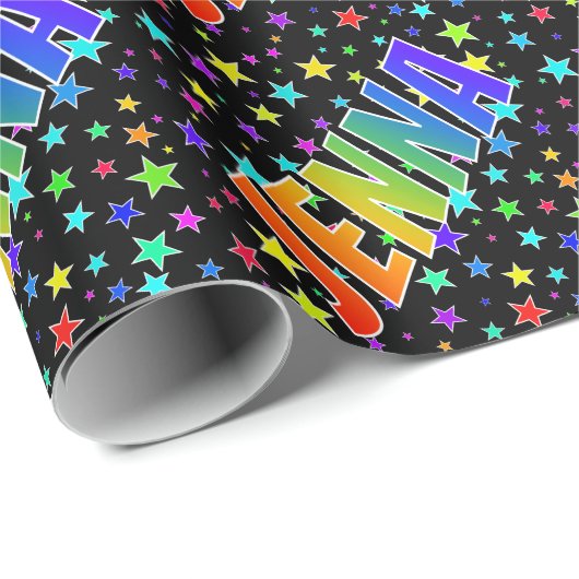 Rainbow First Name "JENNA" + sterren Cadeaupapier (Rol Hoek)
