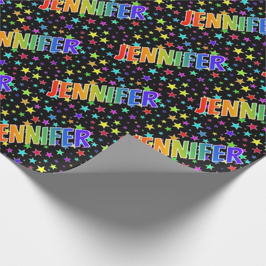 Rainbow First Name "JENNIFER" + sterren Cadeaupapier (Hoek)