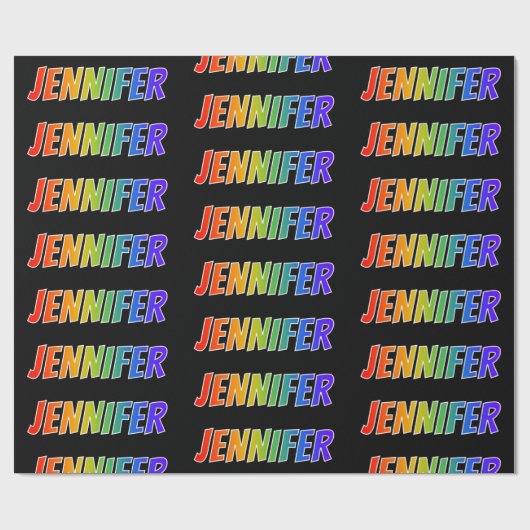 Rainbow First Name "JENNIFER" (Voornaam regenboog) Cadeaupapier (Vlak)