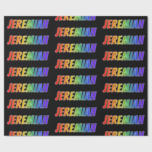 Rainbow First Name "JEREMIAH"; vun & kleurrijk Cadeaupapier (Vlak)