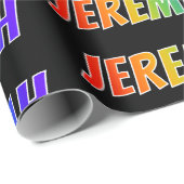 Rainbow First Name "JEREMIAH"; vun & kleurrijk Cadeaupapier (Rol Hoek)