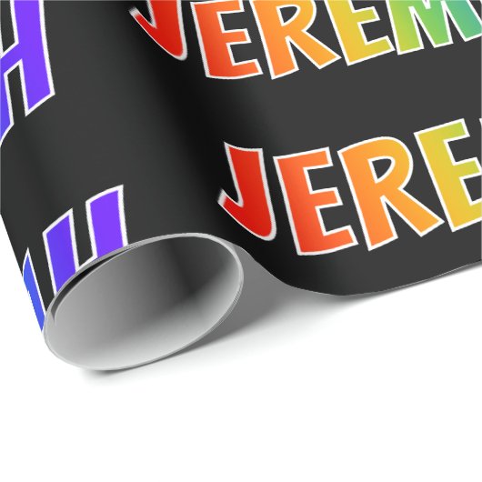 Rainbow First Name "JEREMIAH"; vun & kleurrijk Cadeaupapier (Rol Hoek)