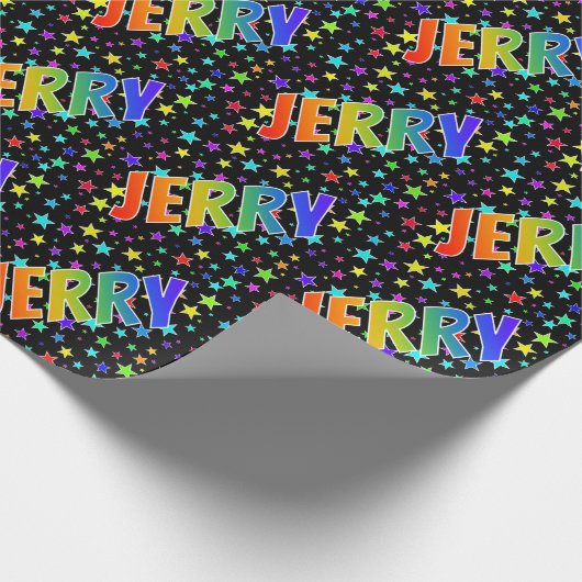 Rainbow First Name "JERRY" + sterren Cadeaupapier (Hoek)
