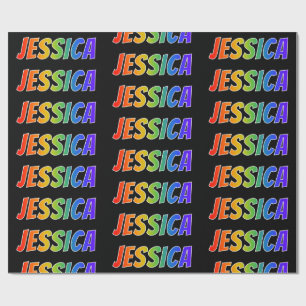 Rainbow First Name "JESSICA"; flauw & kleurrijk Cadeaupapier